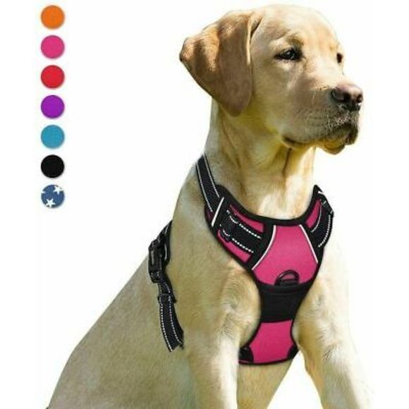 Barkbay No Pull Dog Harness Front Clip Heavy Duty Reflective, Pink, XL - Picture 2 of 2